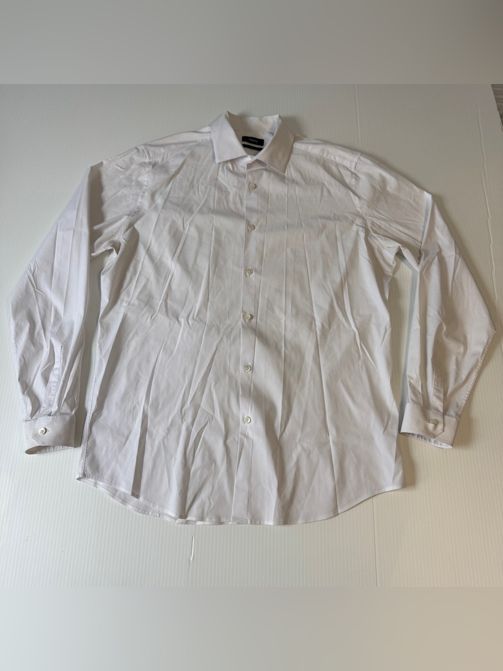 Theory Men’s White Slim Fit Stretch Dress Shirt 16.5 R Minimalist Classic